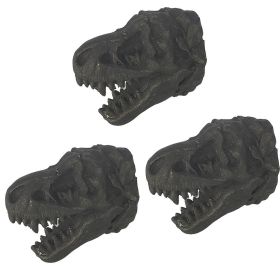 3 Pcs Simulation Dinosaur Drawer Knobs Resin Decorative Tyrannosaurus Closet Handle Pulls, Matte Black