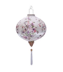 Creative Painted Home Decor Hanging Lantern 14" Decorative Cloth Lantern Lampshade, White