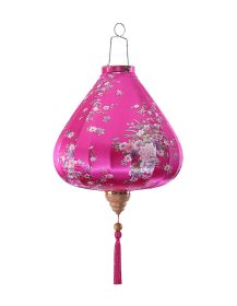 Chinese Cloth Lantern Painted Rose red Flowers Creative Home Garden Hanging Decorative Lampshade 14"