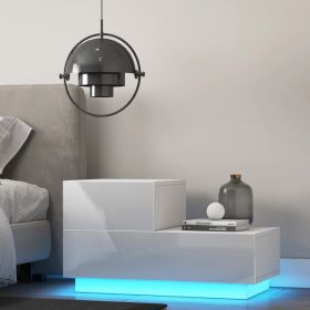 2 Drawers Nightstand with RGB 20 LED Light Modes