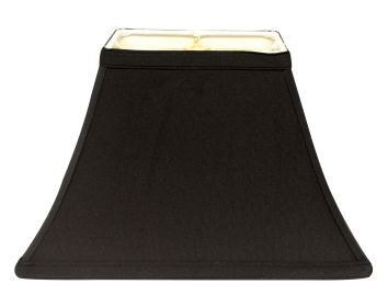 Rectangle Bell Hardback Lampshade with Washer Fitter, Black Natural Fabric Lampshade with White Lining for Table Lamps