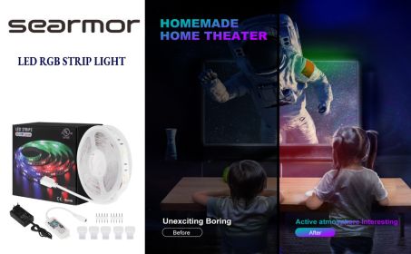 SEARMOR WiFi App Control Intelligence LED Lights Strip RGBW Colored Lamp Tape Kit for Bar Home Decoration (RBGW)