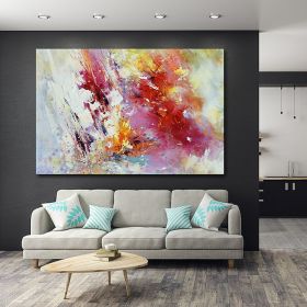 Hand oil painting Wall Art Canvas Prints Painting Artwork Picture Abstract Knife Painting Red Seascape Home Decoration (size: 150x220cm)