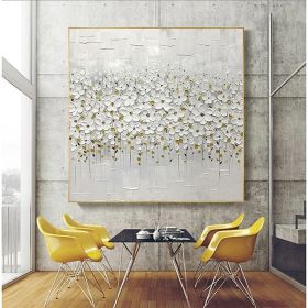 Hand Oil Painting Canvas Wall Art Decoration Palette Knife Painting White Plum for Home Living Room hallway bedroom luxurious decorative painting (size: 80x80cm)