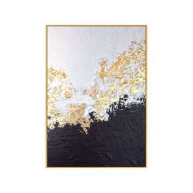 100% Hand Painted Abstract Oil Painting Wall Art Modern Gold Foil Black and White Style On Canvas Home Decoration For Living Room No Frame (size: 70x140cm)