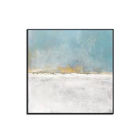 Abstract Flowing Color Canvas Painting Nordic Baby Blue Poster Print Unique Wall Art Pictures for Living Room Bedroom Home Decor (size: 150x150cm)