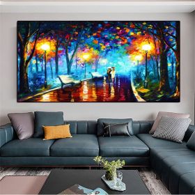 Hand Painted Night Thick Modern Canvas Oil Paintings Wall Art Abstract Landscape Pictures For Living Room Home Decoration (size: 150x220cm)