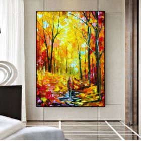 Modern Abstract abstract forest Gold Foil tree Oil Painting large hand painted Abstract Painting Canvas For Home Decoration (size: 75x150cm)