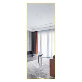 Modern Full Length Mirror;  65" x 22"x 1.2" (Color: Brushed Gold, Material: Aluminum alloy)